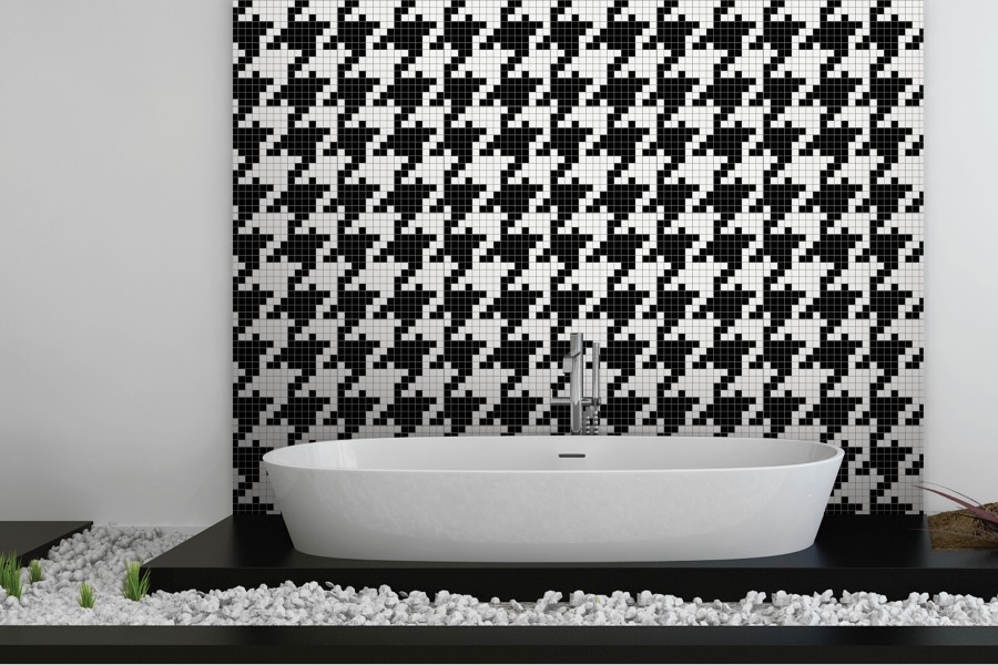 Black Houndstooth Tile Pattern Canine Lunar By Artaic