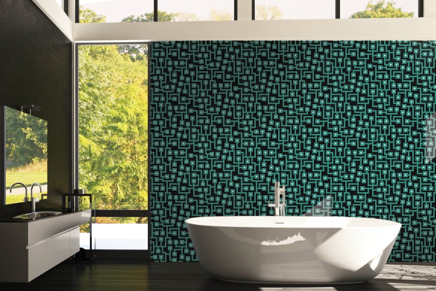 Green Circuit Board Tile Pattern Circuitry Digital Turquoise By Artaic Artaic S Circuitry Digital Turquoise Mosaic Pattern Installed In A Education School